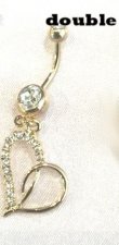 Double your love Navel Belly Charm Bar Gold gep